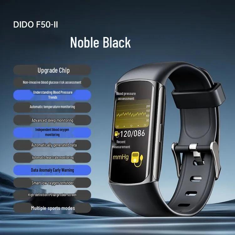 Dido F50S Smart Health Bracelet: Blood Glucose, Blood Pressure, ECG, Heart Rate, Blood Oxygen, Sleep Tracking, Fitness & Running Monitor.