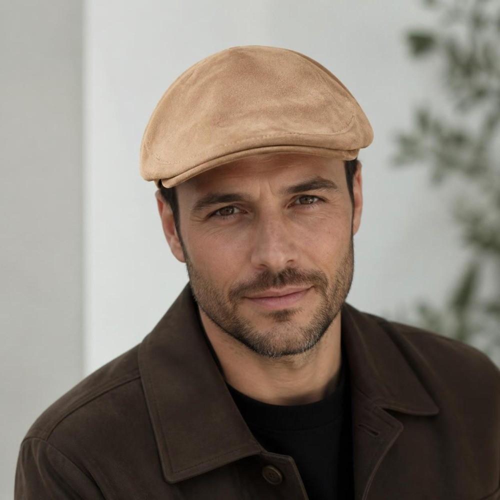 Solid Color Winter Forward Hat Warm Retro Flat Cap Unisex Suede Newsboy Cap Daily
