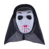 Soft Plastic Horror Masque Halloween Ghost Full Face Masque, Screaming with Realistic Fanged Skull Prop Hood, Scary Costume Accessory for Cosplay