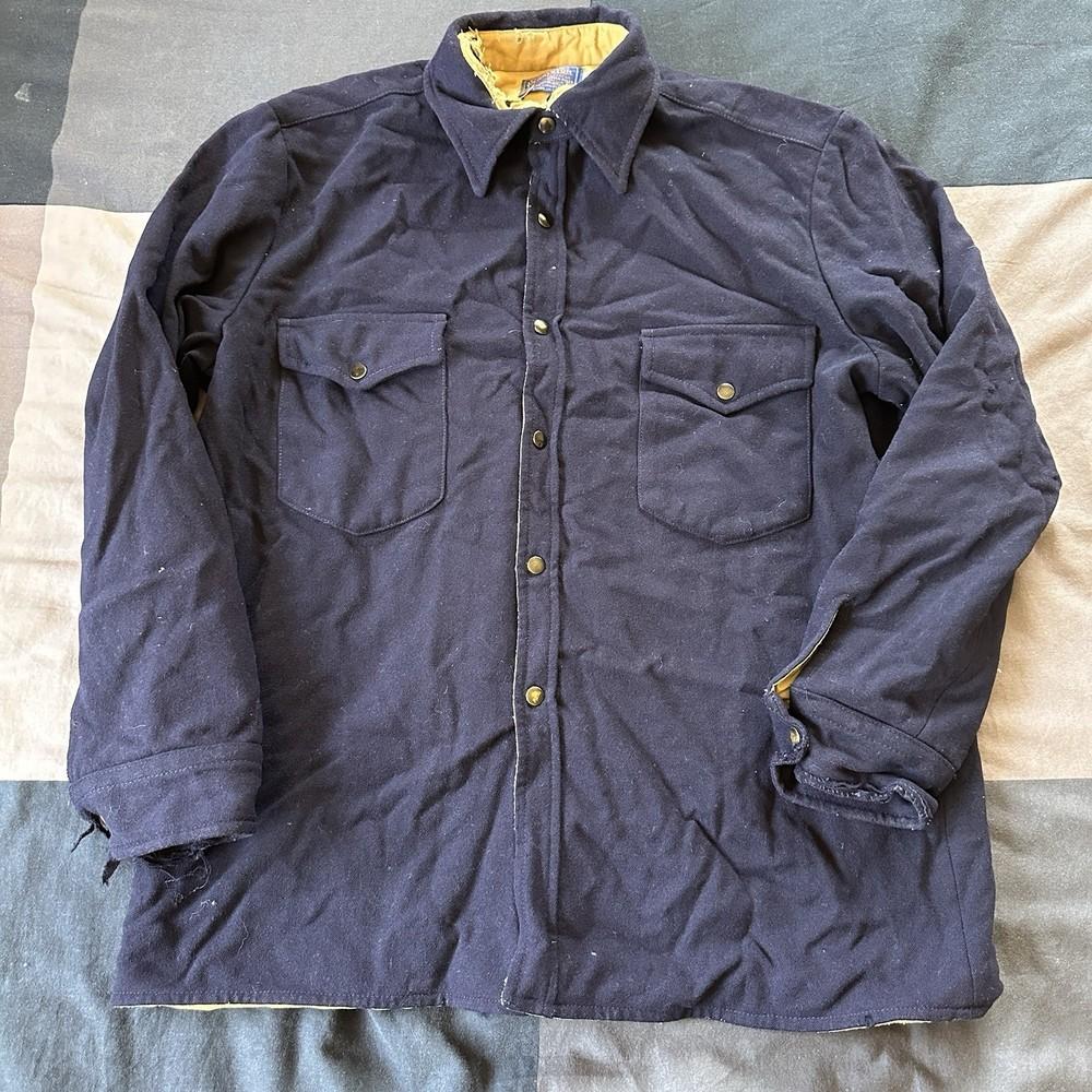 Pendleton Mens Casual Button Down Shirt Size L Navy Blue Pure Virgin Wool Unisex T-Shirt XXXL