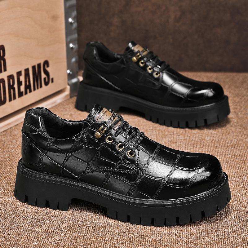 

Fashion Fashion Men s Business Comfort Oxford Shoes Autumn Trendy Casual Leather Shoes Quality Rubber Thick Soled Non Slip Leather Shoes 44 чёрный