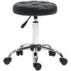 Swivel Stool Salon Stool Height Adjustable Faux Leather Quilted Design Black Silver