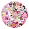 50 Cartoon Pink Fun Stickers for Journals, Stationery, Water Bottles, and Computers - Waterproof and Humorous Decor.