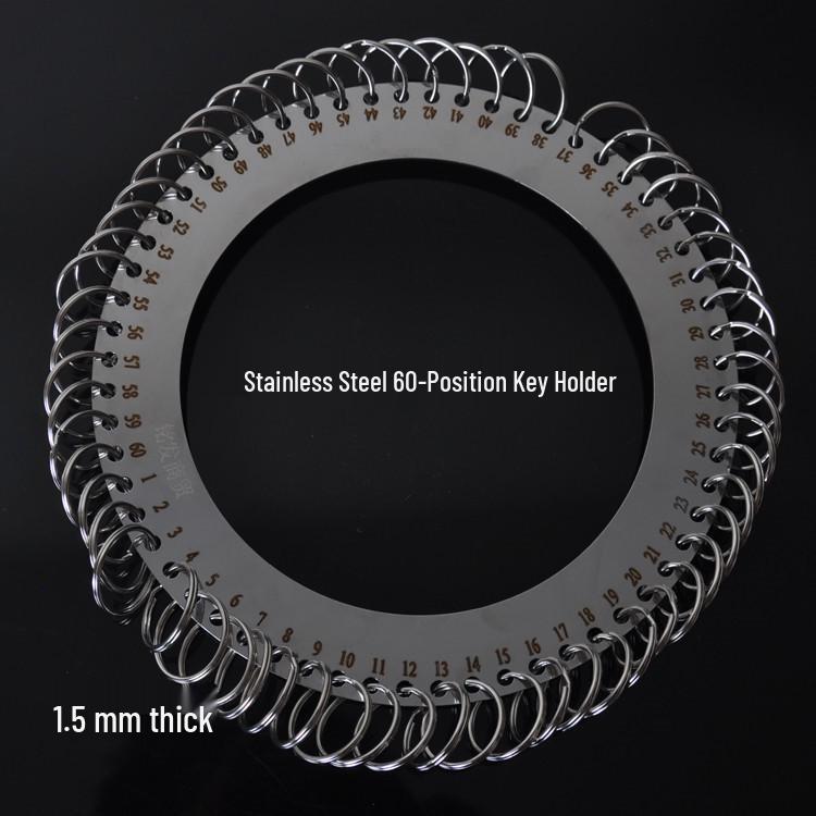 304 Stainless Steel Key Lanyard with 60-Position Round Ring, 1.5mm Thick Key Holder Keychain 60 Positions