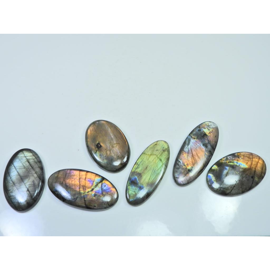 260Cts. Natural Purple Labradorite Spectrolite Oval Loose Gemstone 6Pcs Lot LL-1164