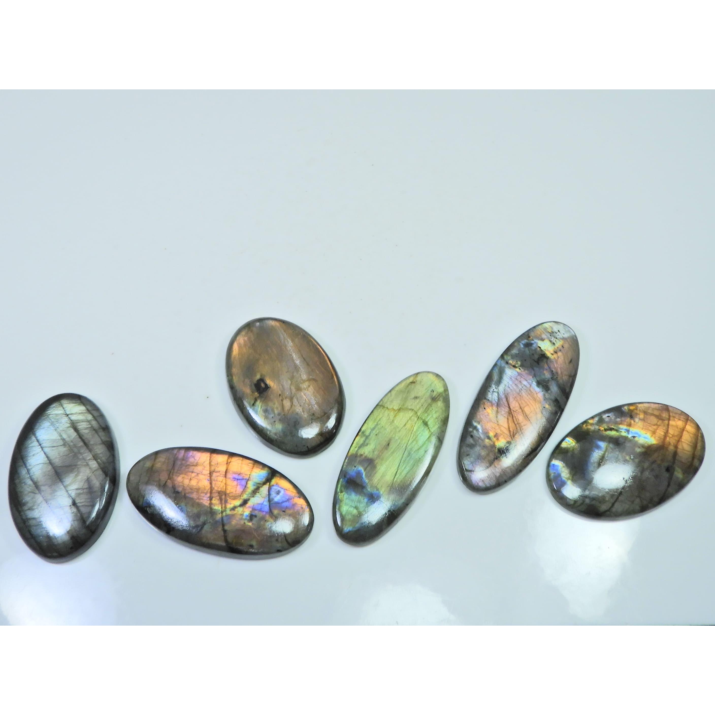

260Cts. Natural Purple Labradorite Spectrolite Oval Loose Gemstone 6Pcs Lot LL-1164