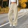 Pantalon de survêtement large taille haute de couleur pour femme, Pantalon décontracté à jambe droite