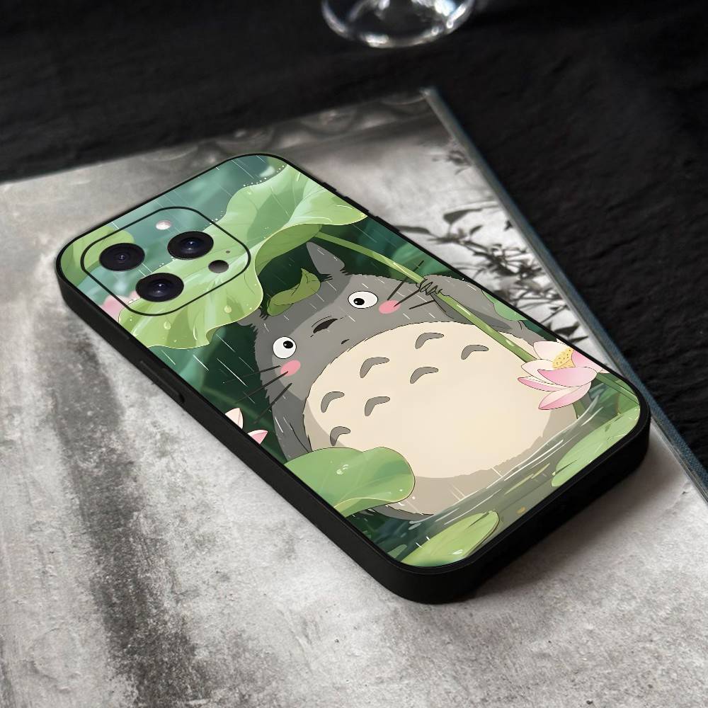 Cartoon T-Totoro Phone Case Black Silicone Soft Shell For IPhone 17 16 15 14 13 12 11 Air Pro Max Plus Hot Sale