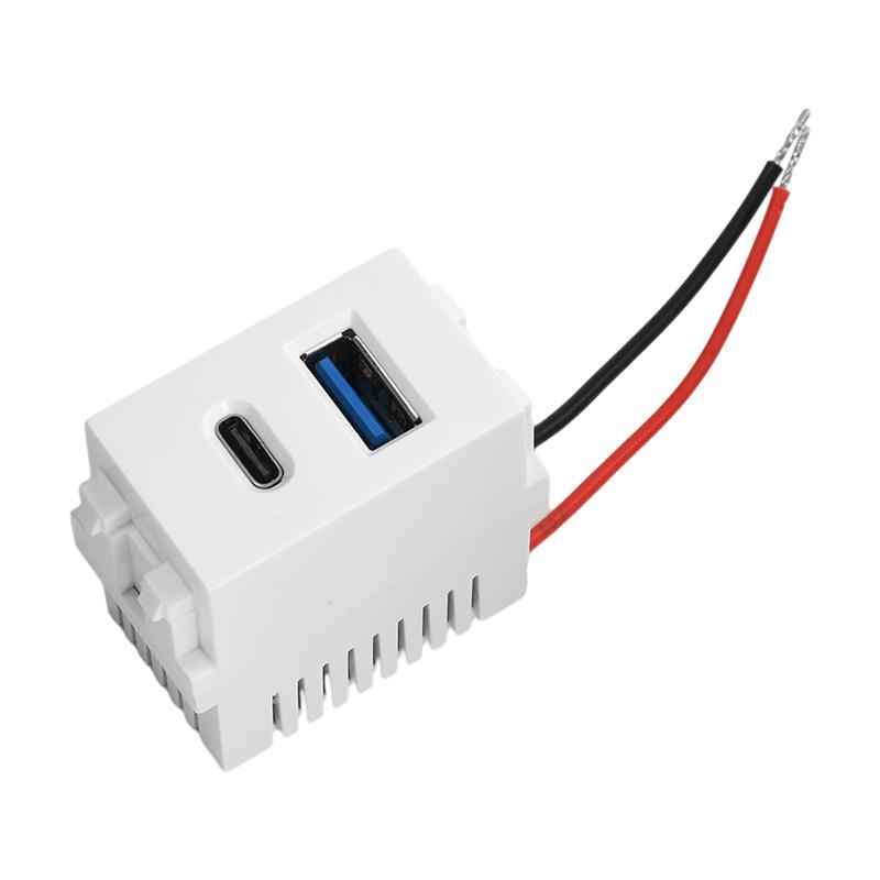 

Модуль живлення USB типу 128 Розетка 220 В 5 В 2,1 А Двопортовий USB+Type C Зарядна розетка Модуль для дому Офісний зарядний модуль 2.1A