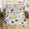 Truck Excavator Duvet Cover Set Queen Size For Kids Nursery Cartoon Tractor Engineering Vehicle Construction Theme Bedding Set