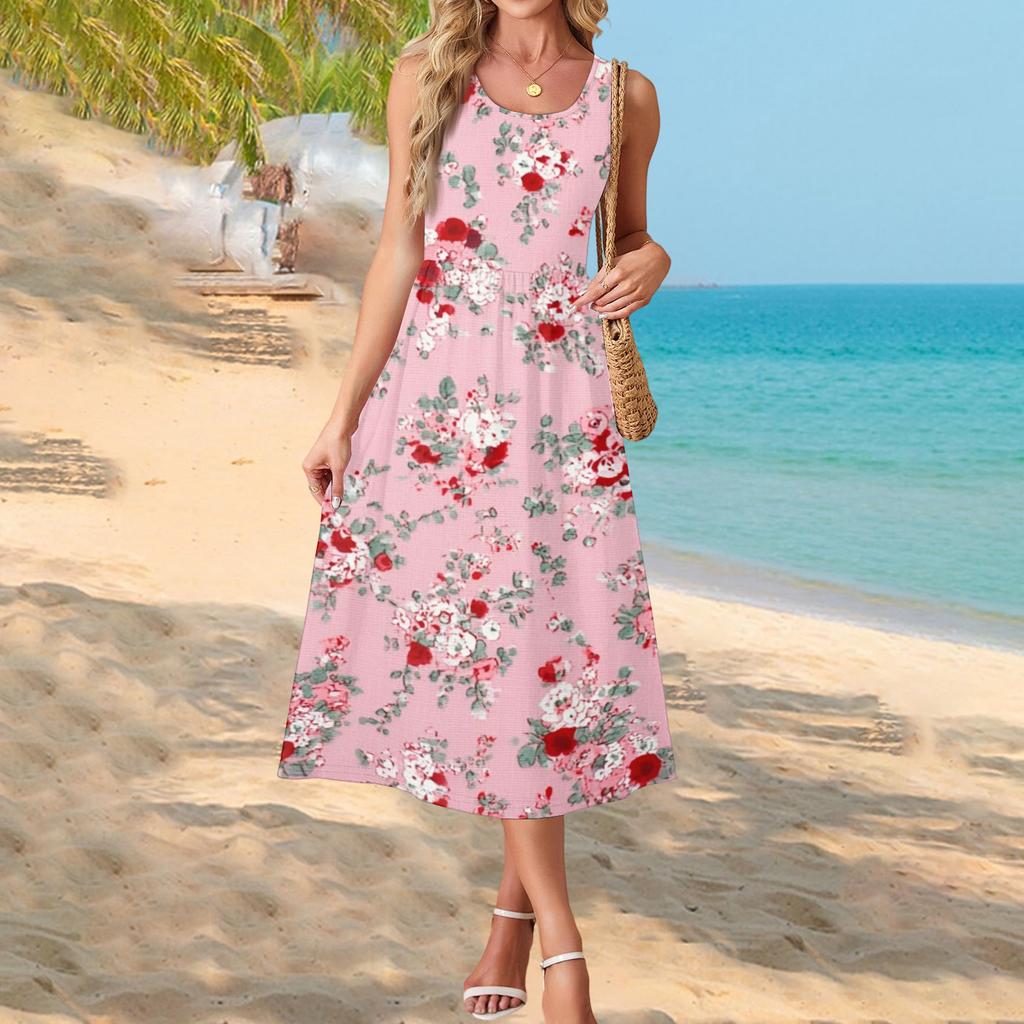 Womens Maxi Dress Floral Maxi Dress Boho Maxi Dress Long Dresses for Women Sleeveless Summer Maxi Dress for Older Women