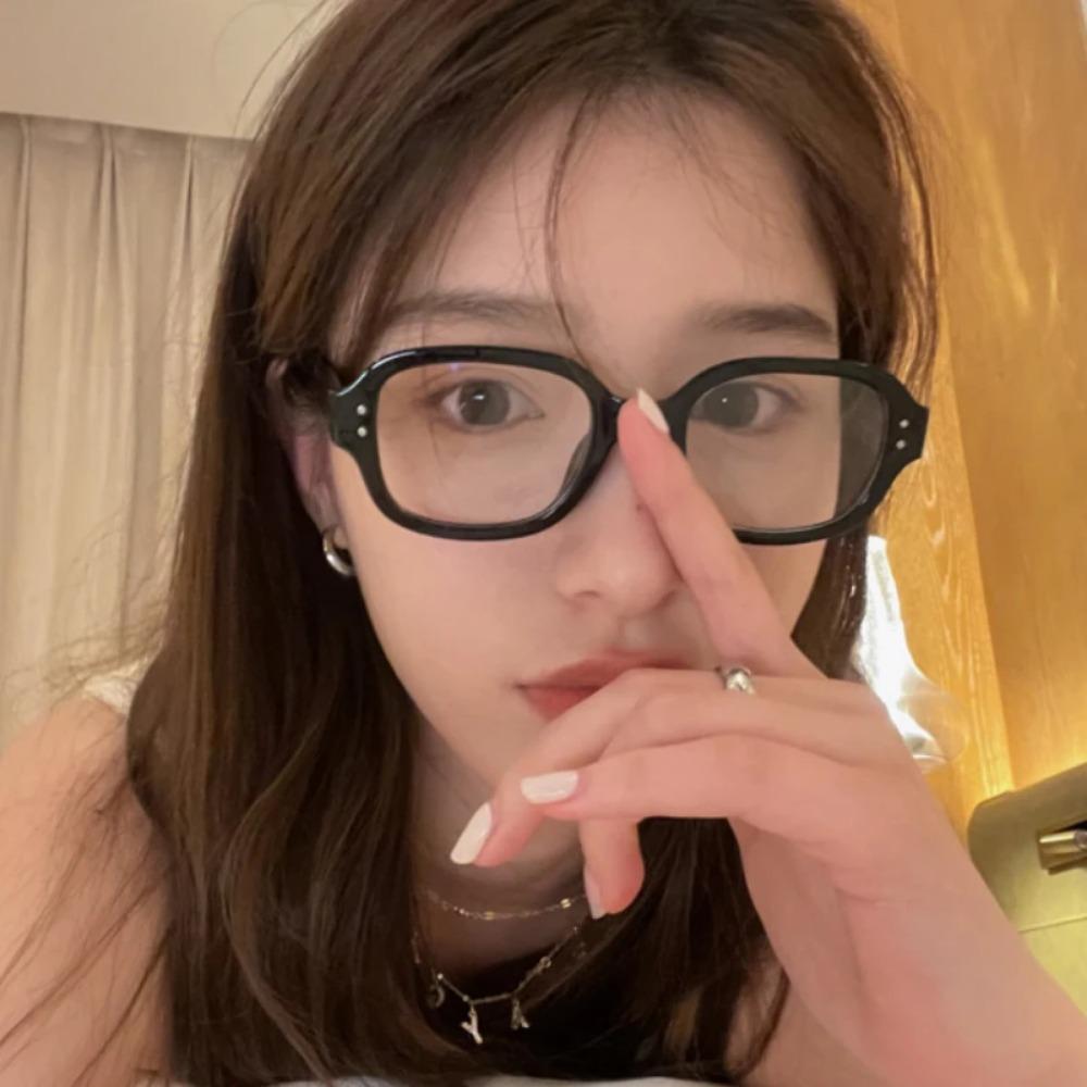 Retro Red Reading Glasses Coarse Frame Myopia Glasses Women's Fashion Glasses 0 To -3.5