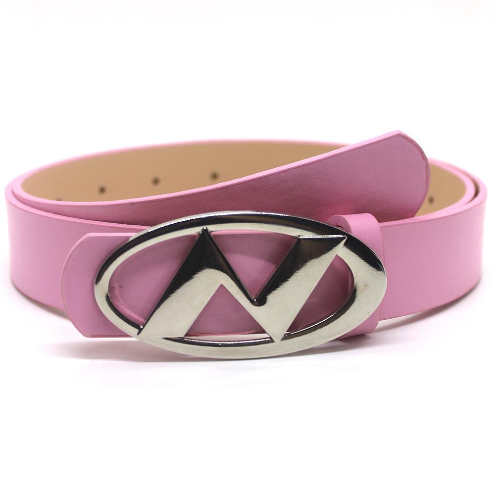 

Широкий боковой ремень из искусственной кожи с буквами N, металлическое украшение для брюк, стильный поясной ремень на каждый день розовый