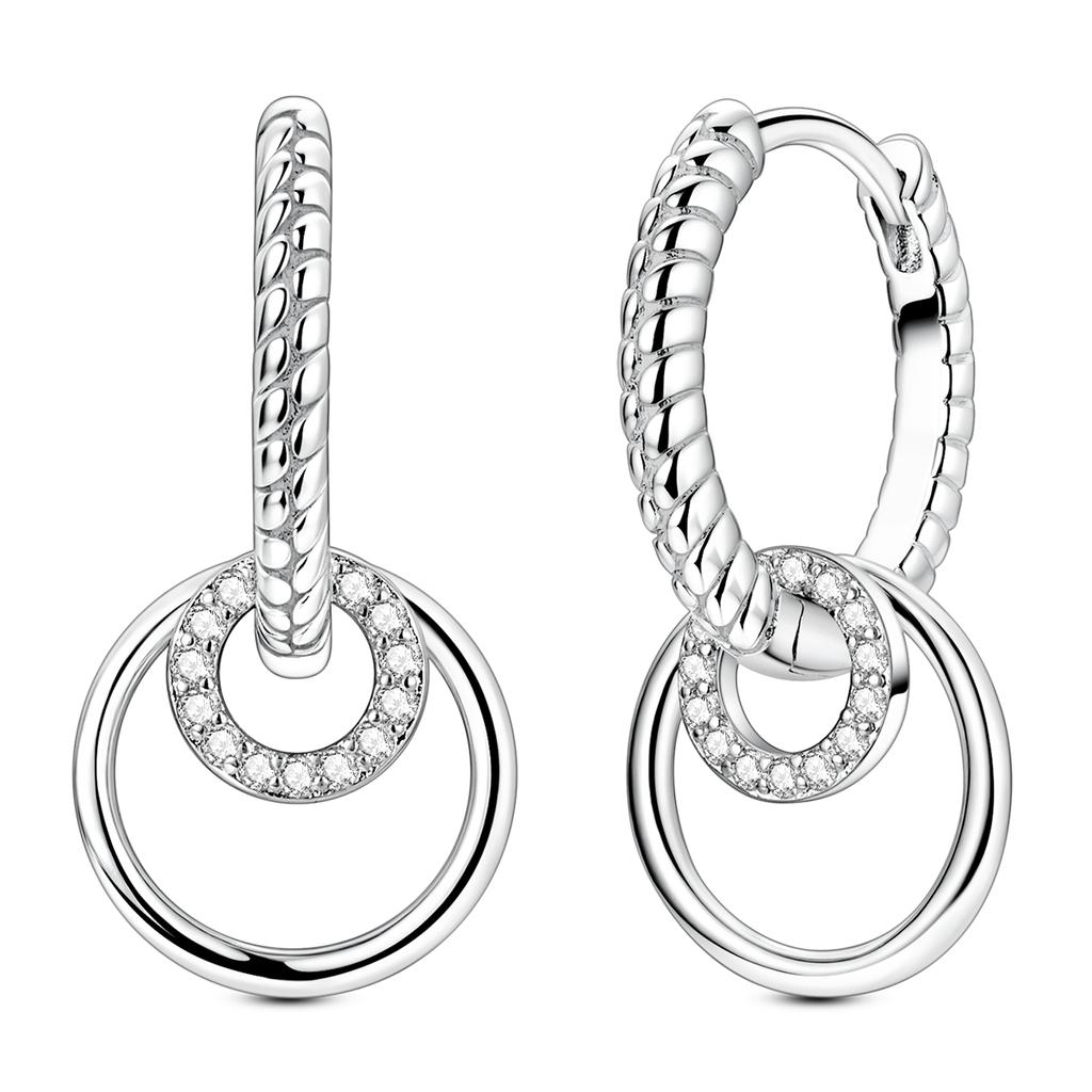 Woman Earring 925 Silver Original Eardrop Hoop Earring Sunflower Bee Bow Fashion Jewelry