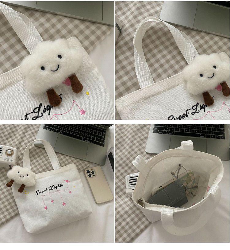 Damen Casual Kleine Canvas Tragetasche - Handtasche, Studenten-Lunchbox, Reißverschluss-Stil