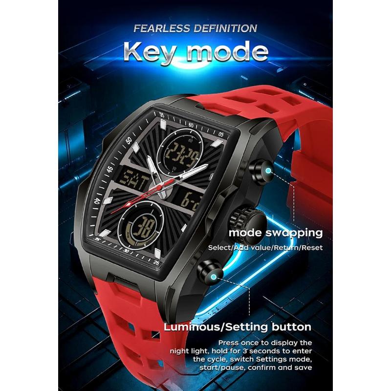 Men Wristwatch Quartz Watches Luxury Dual Display Chronograph Waterproof Sport Military Multifunction Male Digital Watch