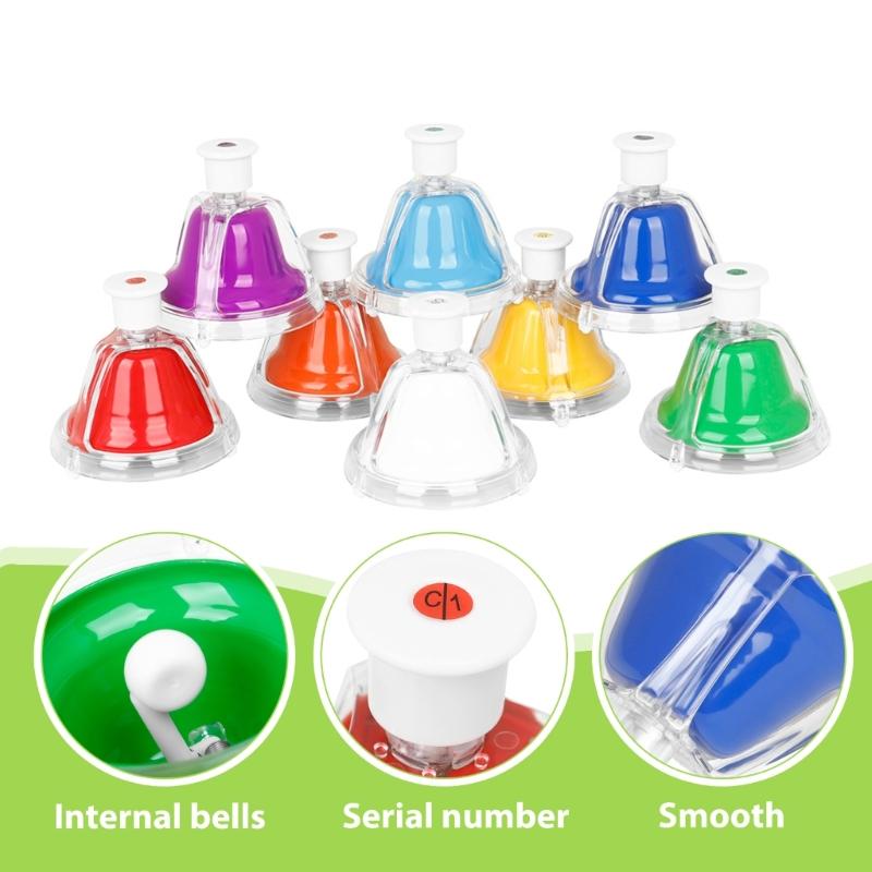 8Pcs Educational Music Toy for Toddlers Children Gift Desk Bells for Kids 8 Notes Colorful Hand Bells Set
