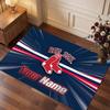 Boston Red Sox Personalized Crystal Velvet Carpet, Customized Name Text Soft Anti‑Slip Rug for Living Room Bedroom