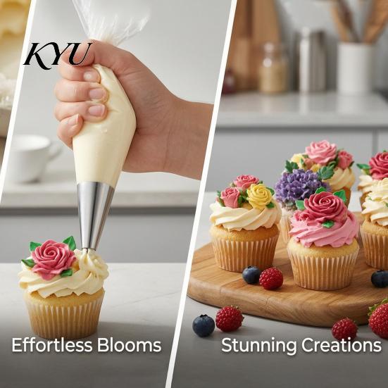 Three Dimensional Flower Nozzles 7PCS Russian Piping Tips Set, Stainless Steel Cake Decorating Bakery Supplies for Home Bakers Nozzles, Baking Wedding