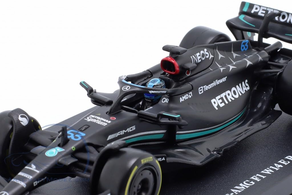 Blagó F1 Die-Cast Car 1/43 Scale Mercedes-Benz AMG W14 2023 George Russell Driver Figure Included #63 Signature Series