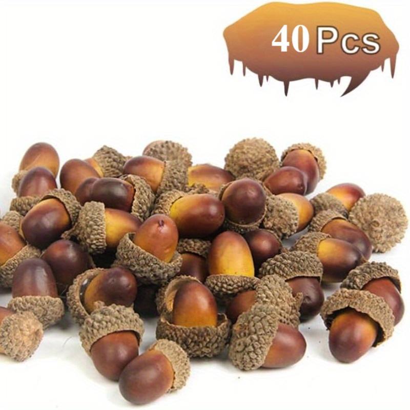 40 Stück Lebensechte Künstliche Mini-Eicheln mit Kappen Braun Golden, Perfekt für DIY-Bastelarbeiten, Heimdekoration, Gastgeschenke, Thanksgiving-Halloween-Feiern