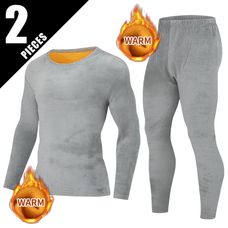 2-piece Men s Autumn And Winter Solid Color Warm Suit Youth With Thick Velvet Loose And Comfortable Autumn Clothes And Pants S