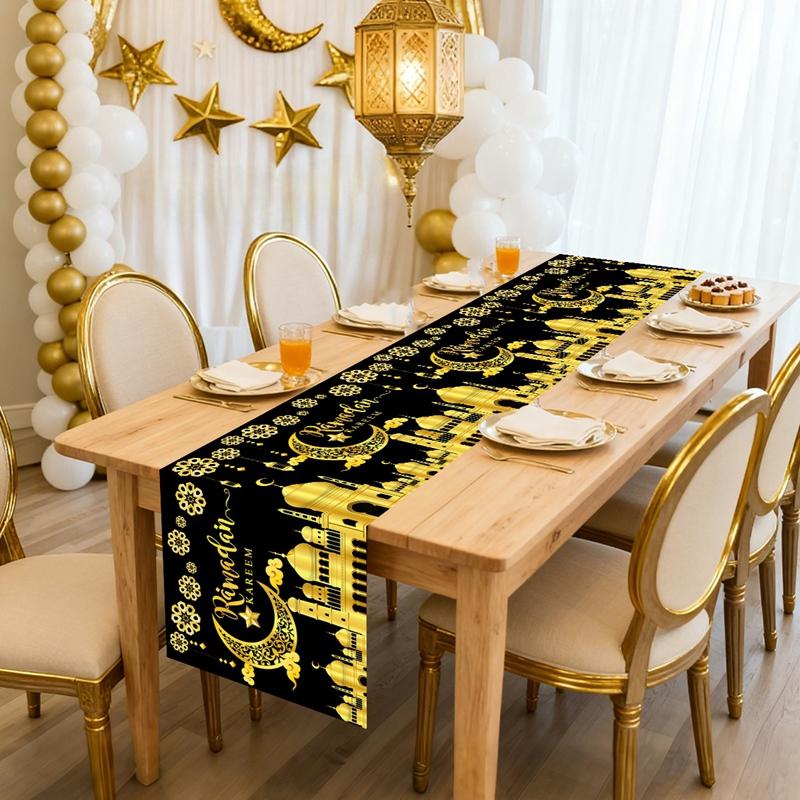 Ramadan Decor Table Runner EID Mubarak Decoration 2026 For Home Tablecloth Ramadan Kareem Islamic Muslim Party Eid Al Adha Gifts