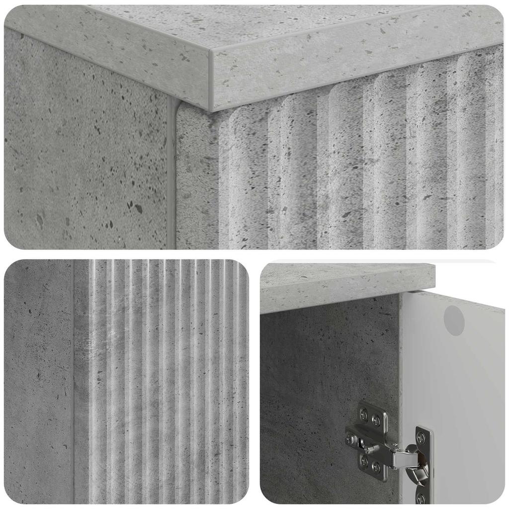 Desk with Door Concrete Grey 142.5 x 50 x 75 cm Particleboard