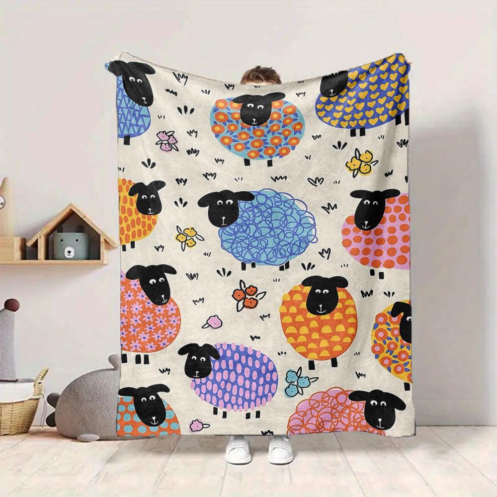 1pc Sheep Pattern Blanket Warm, Cozy, And Soft, Suitable for Sofas, Beds, Cars, And Office Use.Perfect for Camping And Travel, Making It a Great Gift