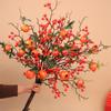 Artificial Bouquet Persimmon Red Berry Branches, Pomegranate Fake Holly Fortune Fruit Flower Arrangement, Home Table Vase Decor for New Year,1pc/5pcs