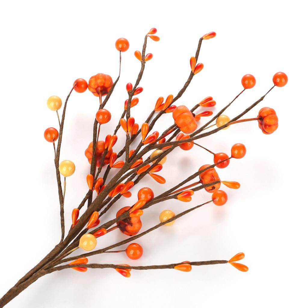 Artificial Fall Berry Pumpkin Branch Floral Plant Picks Thanksgiving Wedding Home Decor DIY Flower Arrangement Bouquet