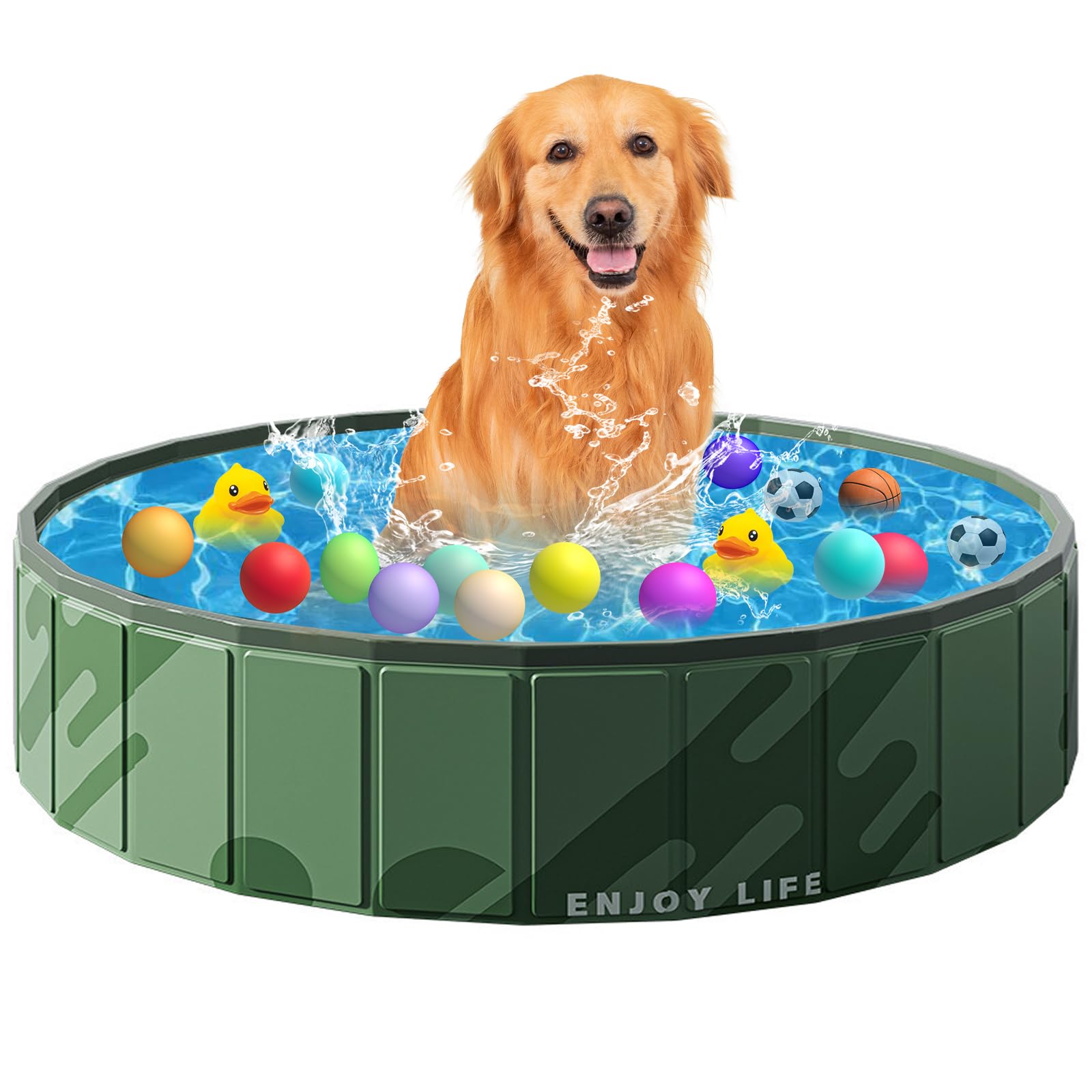 

Koramaku Foldable Pet Pool, No Inflation Required, 120cm Diameter x 30cm Height, Compact and Easy to Store, Heat Protection, Water Play, Swimming, Hom