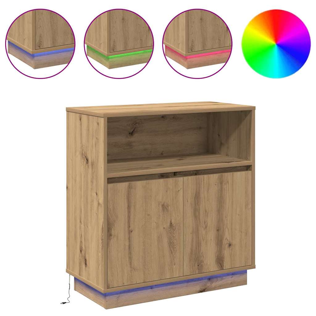 LED Sideboard Artisan Oak 71 x 34.5 x 75 cm engineered wood