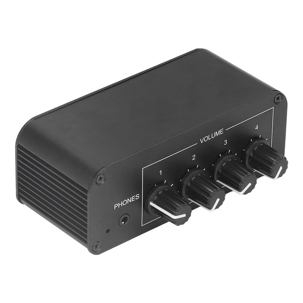 Stereo Sound Mixer 4 Channel RCA Input and Output Mini Stereo Mixer with Separate Volume Controls for Headphones