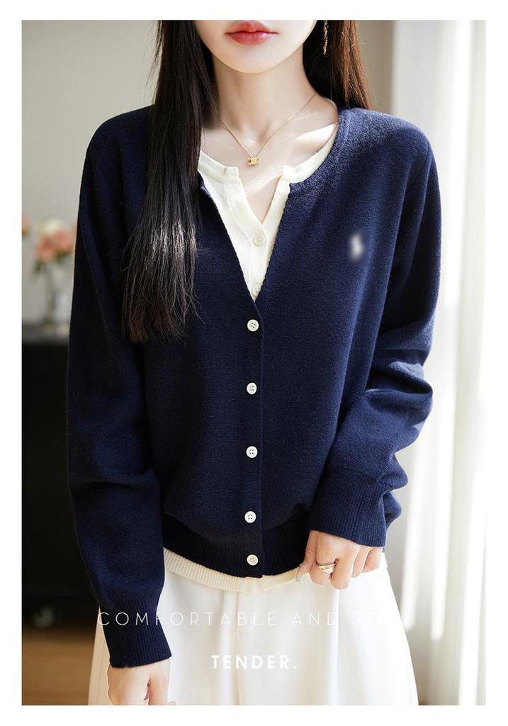 Soft, Chewy Milky Knit Cardigan for Women - New Spring/Autumn Style, Long-Sleeved, Gentle Yellow, Faux Two-Piece Sweater Top