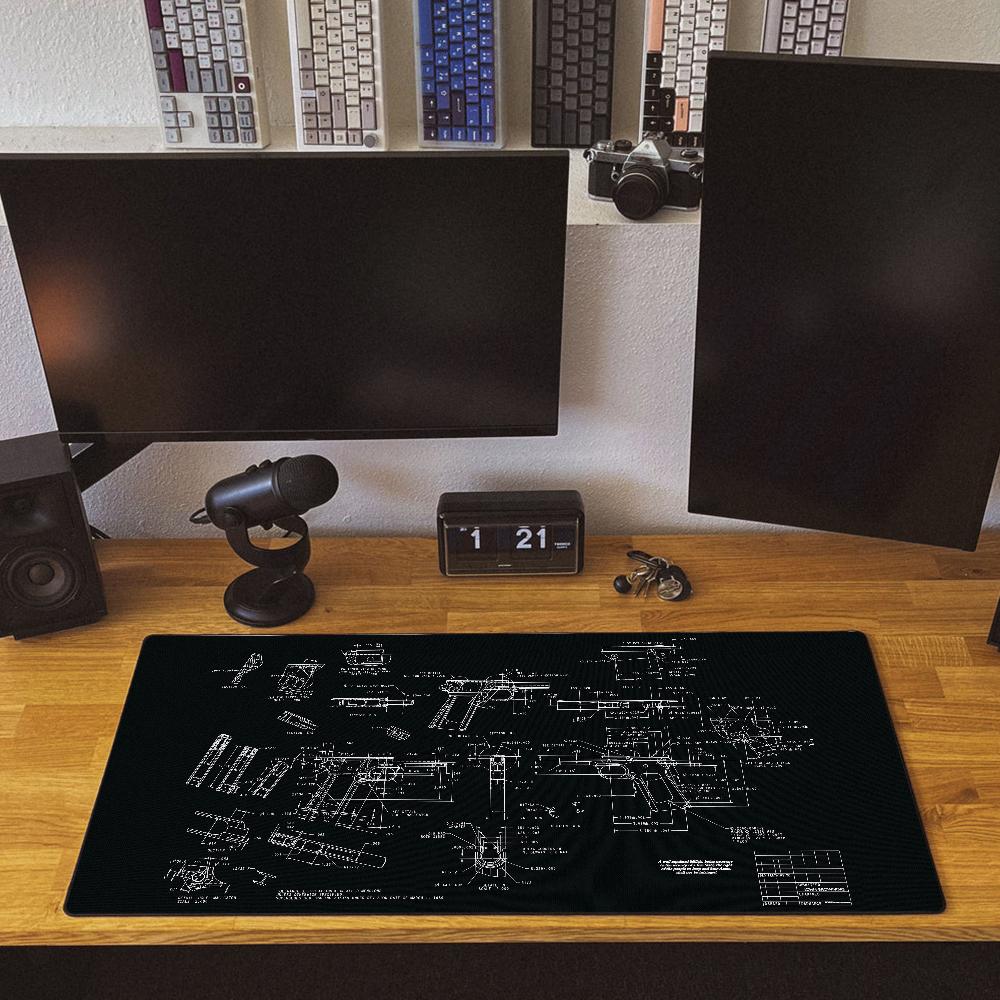 B-BROWNING 1911 Design drawings Mouse Pad Large Desk Mat Keyboard Ergonomic Office Rubber PC Non-slip Anti-fray Home Custom