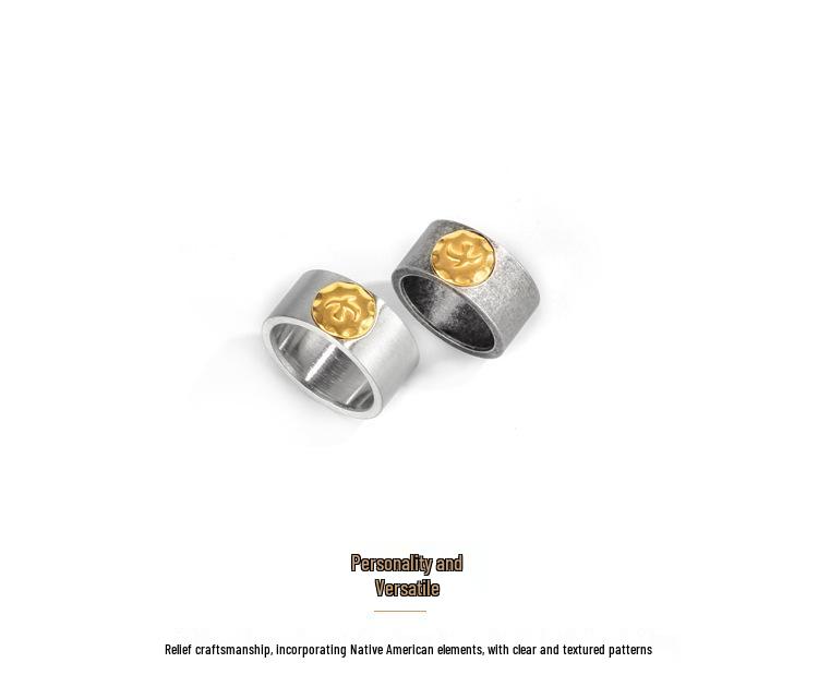 Tide Replica Retro Ethnic Flying Eagle Rings - Titanium Steel Unisex Couple Rings for Index Finger - Japanese and Korean Style