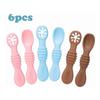 6 ks Dětská lžička Silikonová Měkká Bez BPA Hladký Vzhled Krmící lžička Nebesky modrá Světle růžová Hnědá