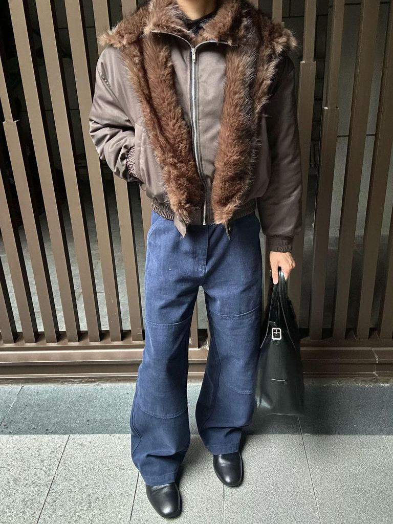 Men's Winter Shearling-Collar Cotton Jacket: Thick, Warm, Plush-Lined Outerwear