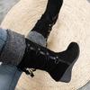 Fashion Snow Boots Women Winter Shoes Warm Cotton Shoes Cold Winter Knee High Boots Ladies Wedge Heels Boots Plus Size Sapatos Feminino