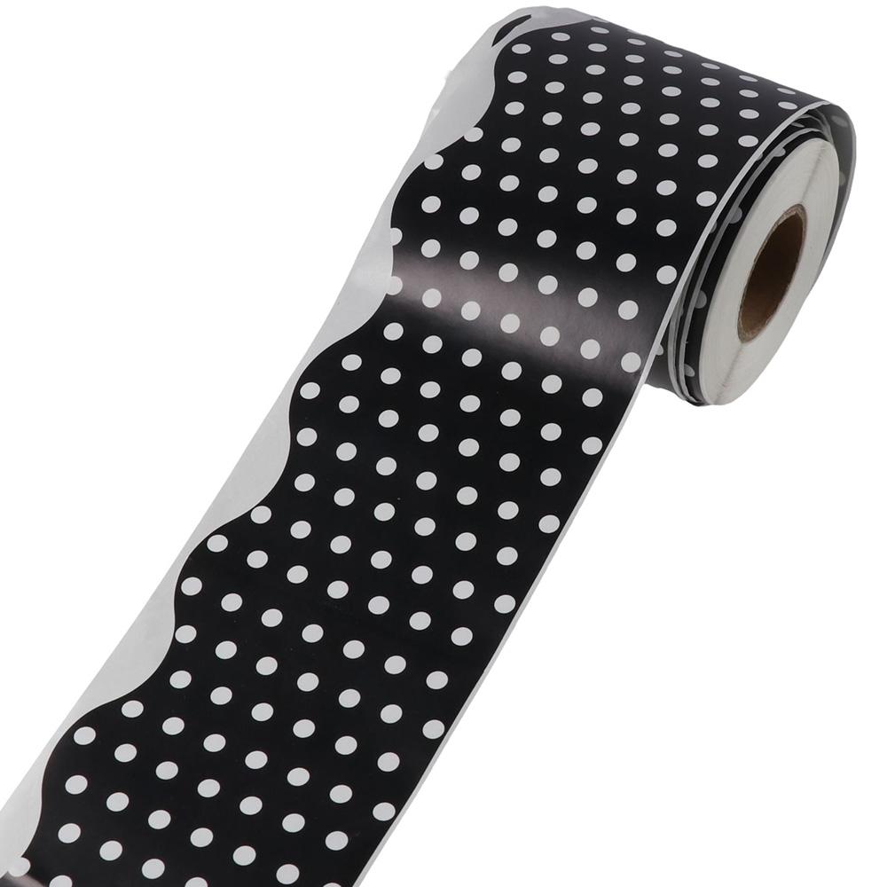 White Polka Dots Bulletin Board Borders 65 Feet Scalloped Border Bulletin Boards   Home
