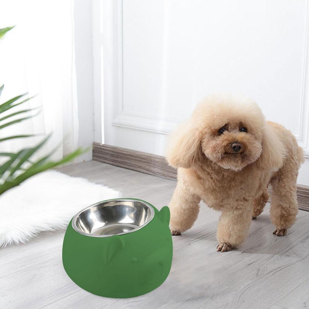 15° Tilted Dog Bowl Slanted Lightweight Cartoon Sturdy Pet Supplies Easy To Food Stainless