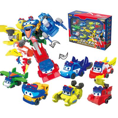 7 IN 1 GGBOND Gogo Bus Transformation Car Toy Action Figures Ambulance/Police/Fireman Slide Toys for Kids Christmas Gift