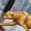 Dreidimensionale Leopard Figur Goldene Figur Modell, Lebendige Statue, Hauernder Laufender Haltung, Harz Elegantes Tier Dekor Stück Schmuck für