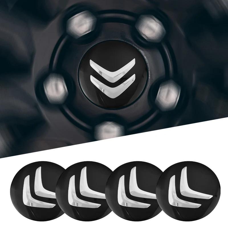 4 Pièces Autocollants Cache-Moyeux de Roue de Voiture Badge Emblème Pour Citroen C4 C3 C5 AIRCROSS C5X e-C4 X e-C3 C-Crosser C-Elysee C1 Berlingo C6