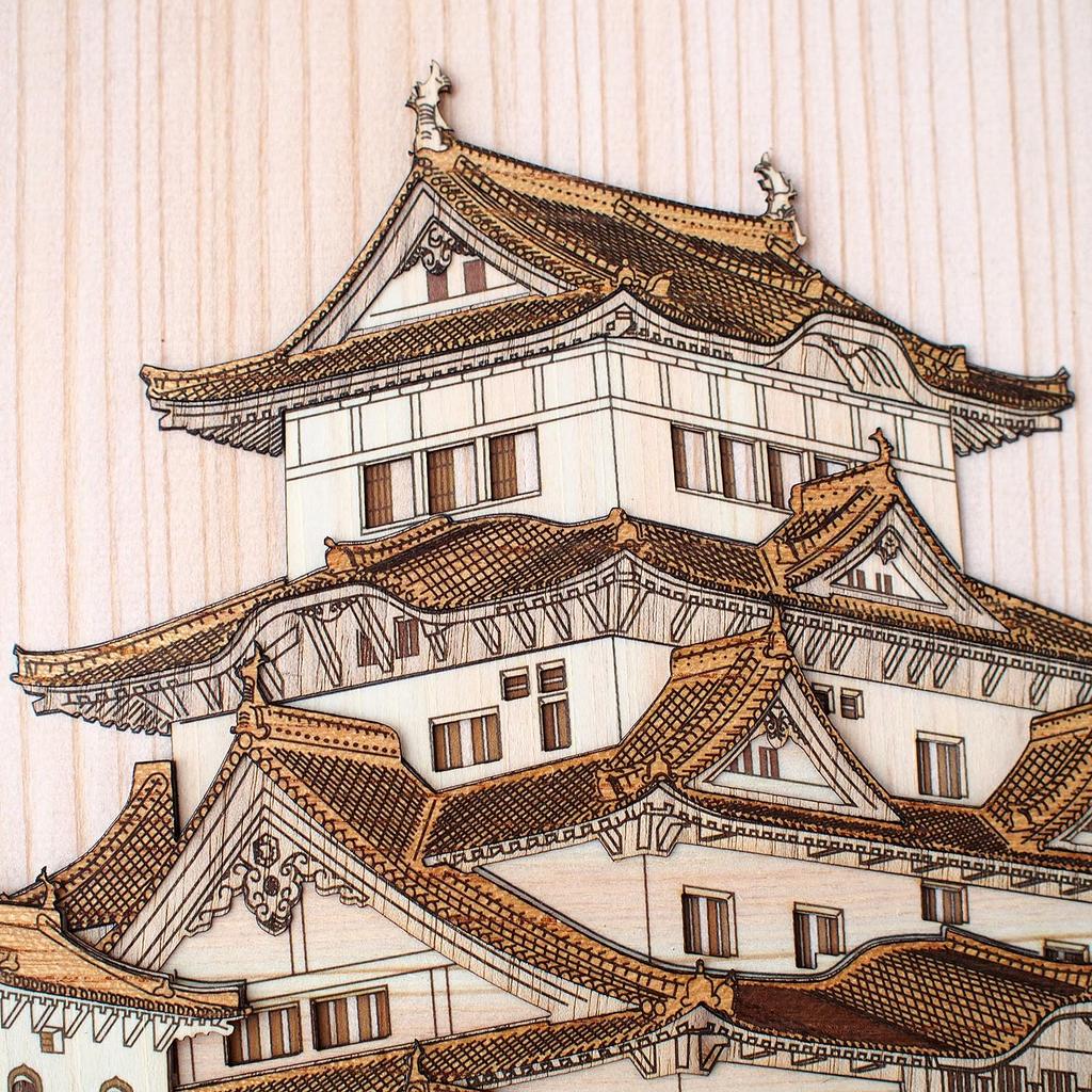 KINOWA Wood Collage Original DIY Kit World Heritage Japanese Made In Japan "Himeji Castle" - Site, Castle,