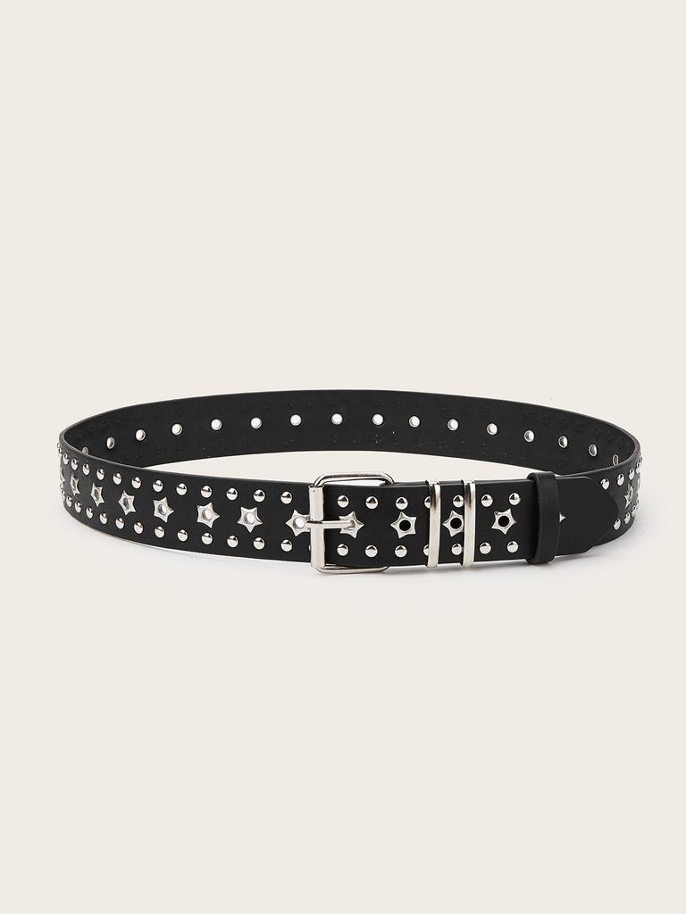 Solid Fashionable Color Star And Rivet Decor Women Casual Belt For Daily Use