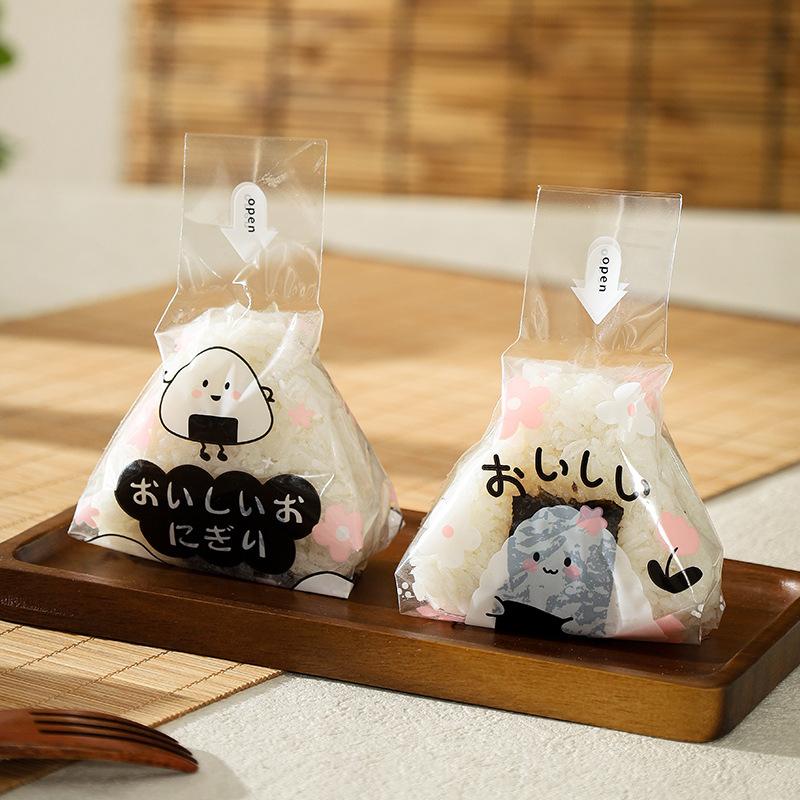 100Pcs Sushi Bags Lovely Japenese Triangle Rice Ball Disposable Packaging Bag Sushi Making Mold Bento Accessories