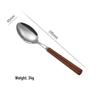 4-Piece High-End Stainless Steel Cutlery Set with Wooden Handles: Includes Knife, Fork, Spoon, and Teaspoon for Western Cuisine.
