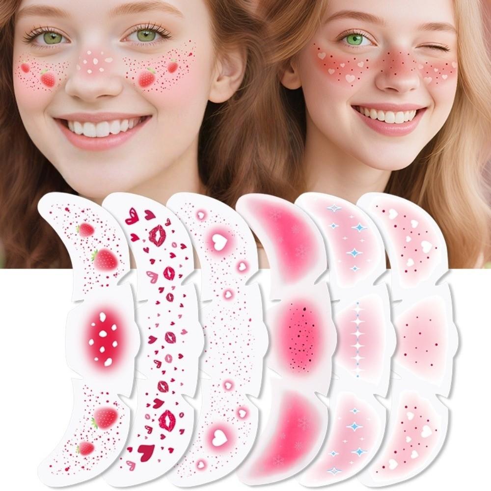 6Pcs/Set Long Lasting Face Temporary Tattoos Facial Art Makeup Stickers  Valentine's Day